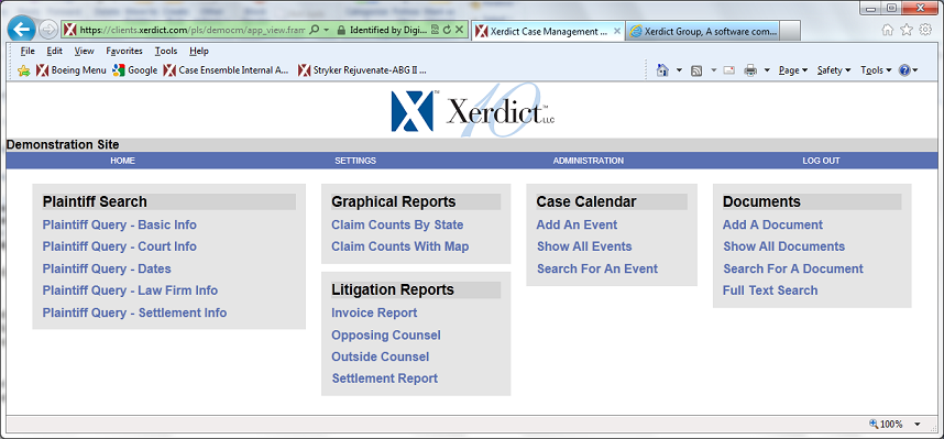 Xerdict Group, provider of legal extranets, collaboration systems, deal rooms, legal extranets, client workspaces and e-discovery portal software to assist corporate law departments, law firms, attorneys and litigation support technology experts.